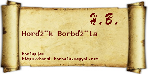 Horák Borbála névjegykártya