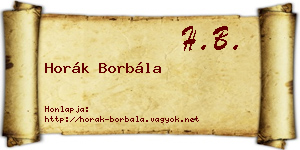 Horák Borbála névjegykártya